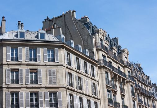 French buildings in Paris, typical old style of architecture