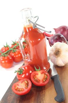 Tomato ketchup with tomatoes, garlic, onions and basil