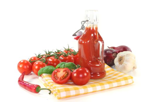 Tomato ketchup with tomatoes, garlic, onions and basil