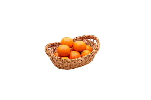 tangerines in a basket isolated on white
