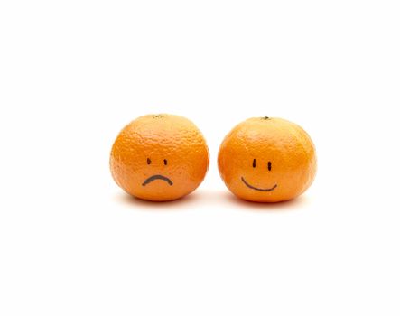sad and funny tangerines together