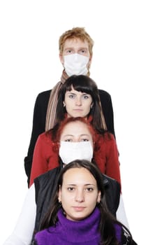 People in masks, ill flu, A(H1N1)