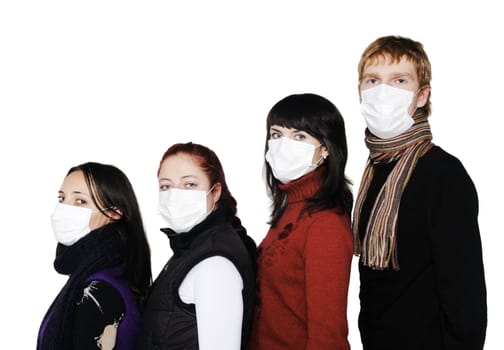 People in masks, ill flu, A(H1N1)