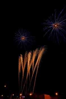 Firework streaks in the night sky
