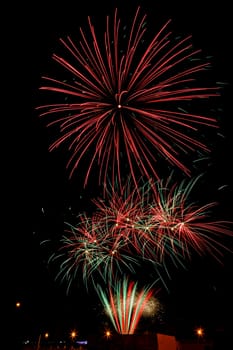 Firework streaks in the night sky
