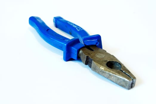 pliers with blue handle on a white background