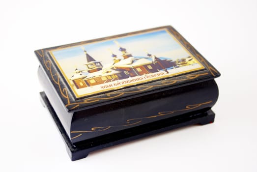 painted wooden  box  on a white background