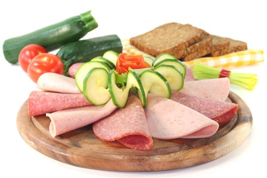 plate of fresh cold meats and vegetables