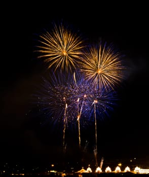 Firework streaks in the night sky