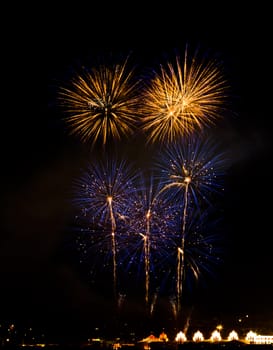 Firework streaks in the night sky