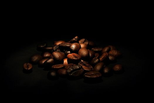 coffee beans on black background