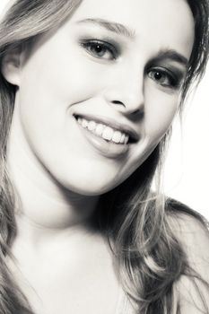 Studio portrait of a beautyful model smiling