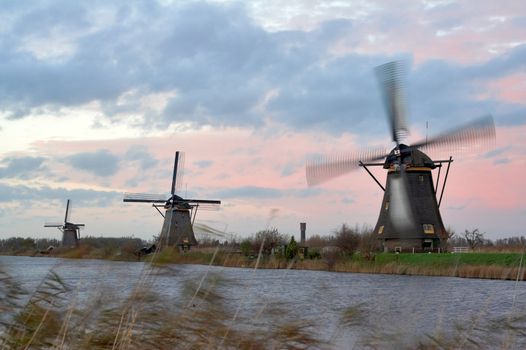 Windmills in sunset - Kinderdijk, the Netherlands