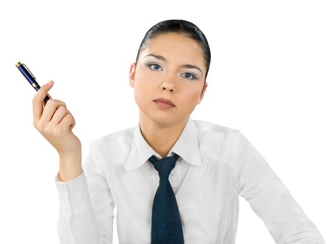 Young businesswoman, isolated on white background