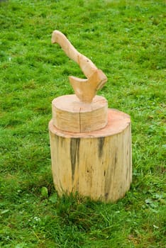 wooden sculpture.axe