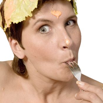 Adult woman portraits taken in the photo studio on a white background