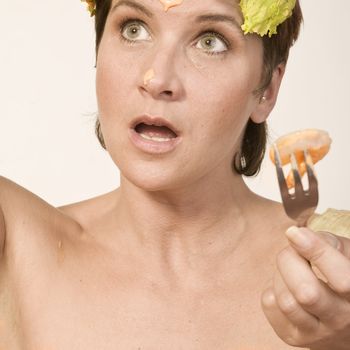 Adult woman portraits taken in the photo studio on a white background