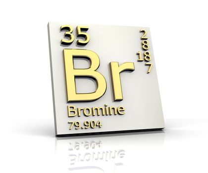 Bromine form Periodic Table of Elements - 3d made