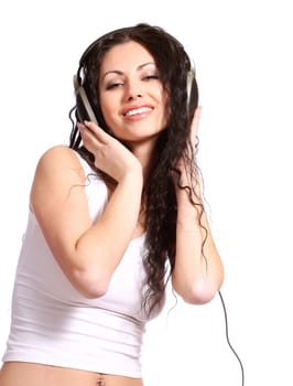 woman with headphones