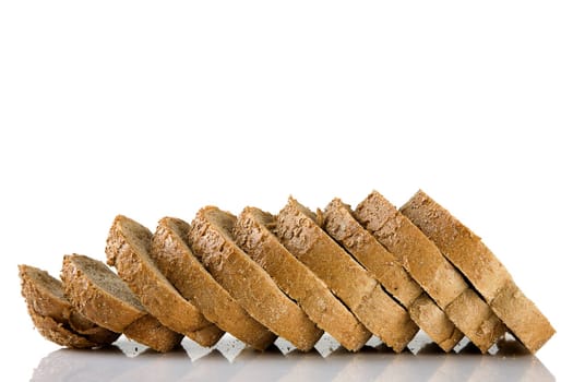 Sliced brown bread Isolated on a white background, healthy food concept