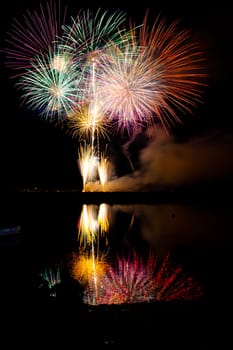 Firework streaks in the night sky