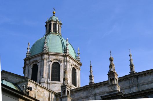 Detail of the Cathedral in Como, Italy, in a sunny day