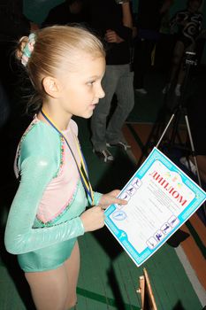 DONETSK, UKRAINE - OCTOBER 16: Open Cup of Donetsk in sports aerobics. October 16, 2010 in Donetsk, Ukraine
