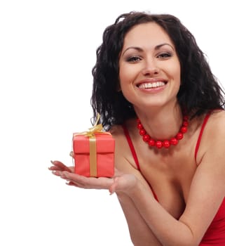 beautiful woman with gift box