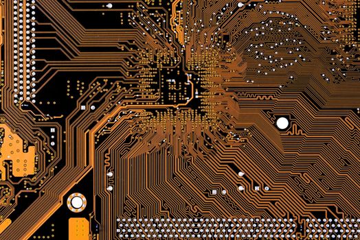 Close-up photo of circuit board in yellow and black