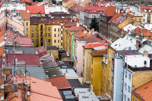 Bird-view on typical prague streets