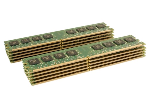 Pack of DDR2 Memory Modules, isolated.