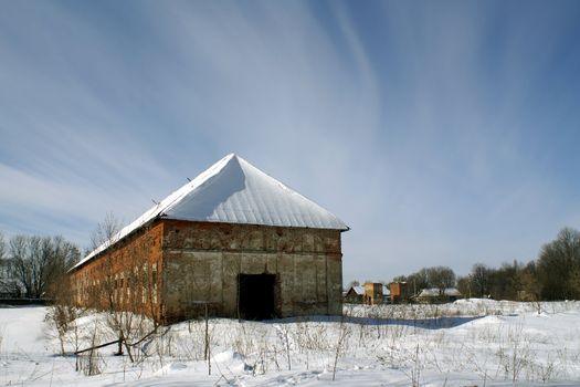 Ruins of stable of Zavadovsky's manor in Lyalichi, Bryansk Region, Russia