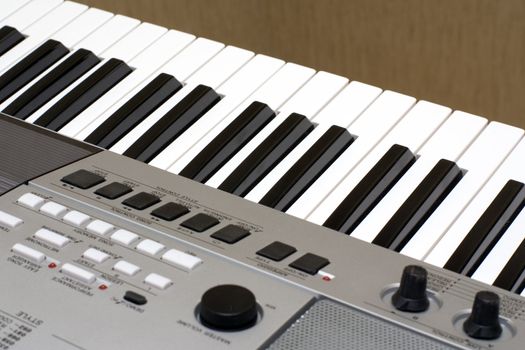 electronic piano keyboard with soft focus