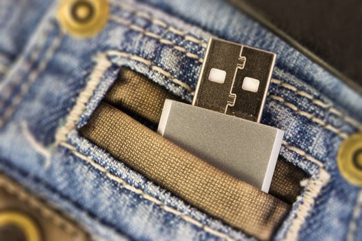 Usb flash disk in jeans pocked