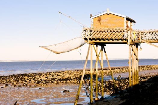 pier with fishing net, Gironde Department, Aquitaine, France