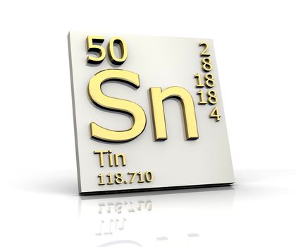 Tin form Periodic Table of Elements - 3d made