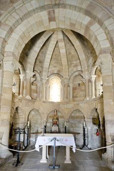 interior of Church of Saint Mary of Eunate, Road to Santiago de Compostela, Navarre, Spain