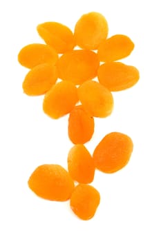 Dried apricots isolated on white