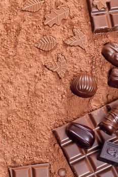 still life of chocolate in cocoa