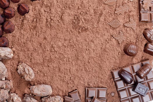 still life of chocolate in cocoa