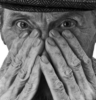 hands and eyes of the old man