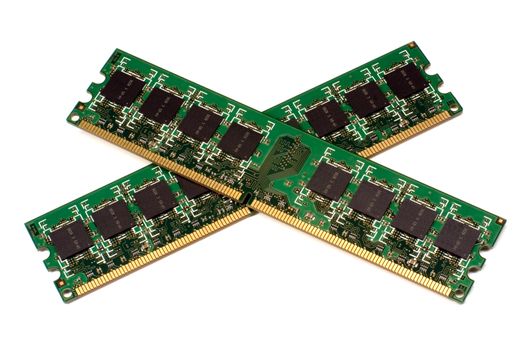 Two modules of the memory lying cross-wise