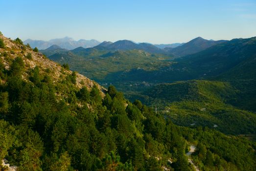 view of green mountains of montenegro