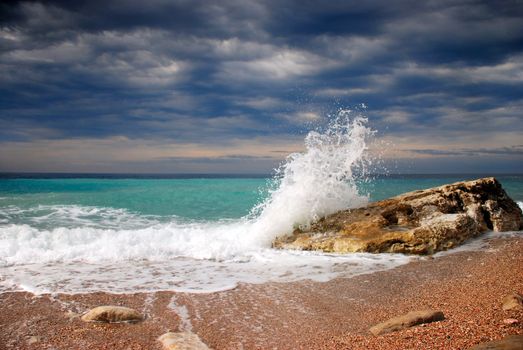 Wave crash on the stone