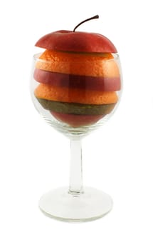 isolated glass with different fruits