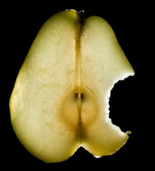 bit off piece of luminous pear