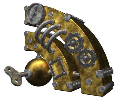 steampunk rss symbol on white background - 3d illustration