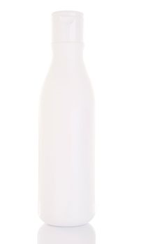 white shower gel plastic bottle isolated on white background