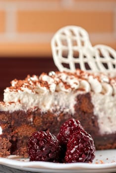 fresh baked blackberry cake close up photo