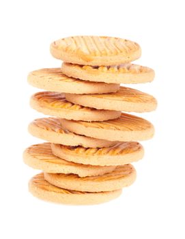 stack of butter cookies isolated on white background